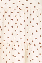 Product shot of the Cruising On By Tiered Cotton Blouse – Chocspot in colour Chocspot, showing detail