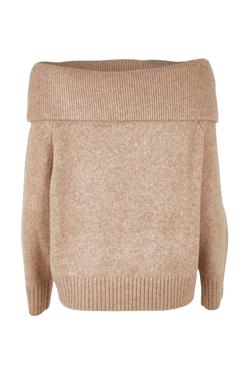 Product shot of the With You At My Shoulder Jumper in colour Camel, from the back