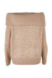 Product shot of the With You At My Shoulder Jumper in colour Camel, from the back