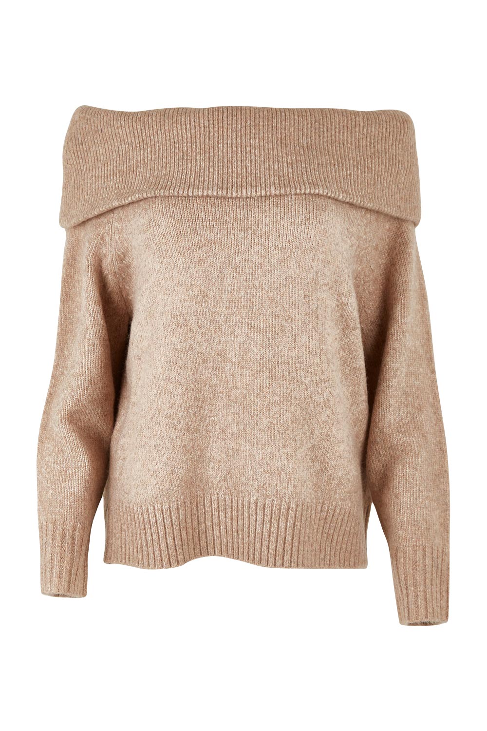 Product shot of the With You At My Shoulder Jumper in colour Camel, from the front