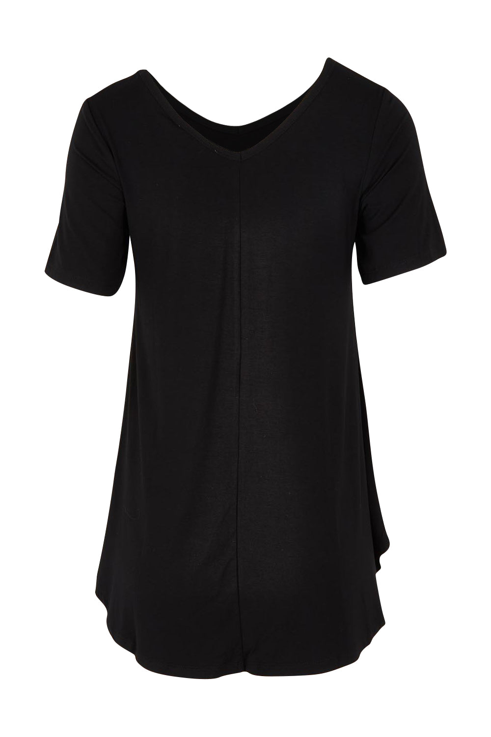 Product shot of the Softly Swinging Bamboo Tee in colour Black (Black), from the back