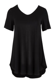 Product shot of the Softly Swinging Bamboo Tee in colour Black (Black), from the front