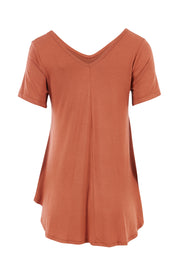 Product shot of the Softly Swinging Bamboo Tee in colour Copper, from the back