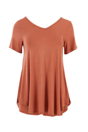 Product shot of the Softly Swinging Bamboo Tee in colour Copper, from the front