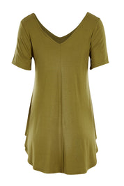 Product shot of the Softly Swinging Bamboo Tee in colour Olive (Green), from the back
