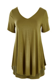 Product shot of the Softly Swinging Bamboo Tee in colour Olive (Green), from the front