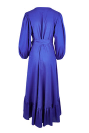 Product shot of the La Dolce Vita Linen Wrap Maxi in colour Sapphire (Blue), from the back