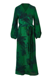Product shot of the Wrap Me Up In Cotton Maxi Dress in colour Emerald (Green), from the front