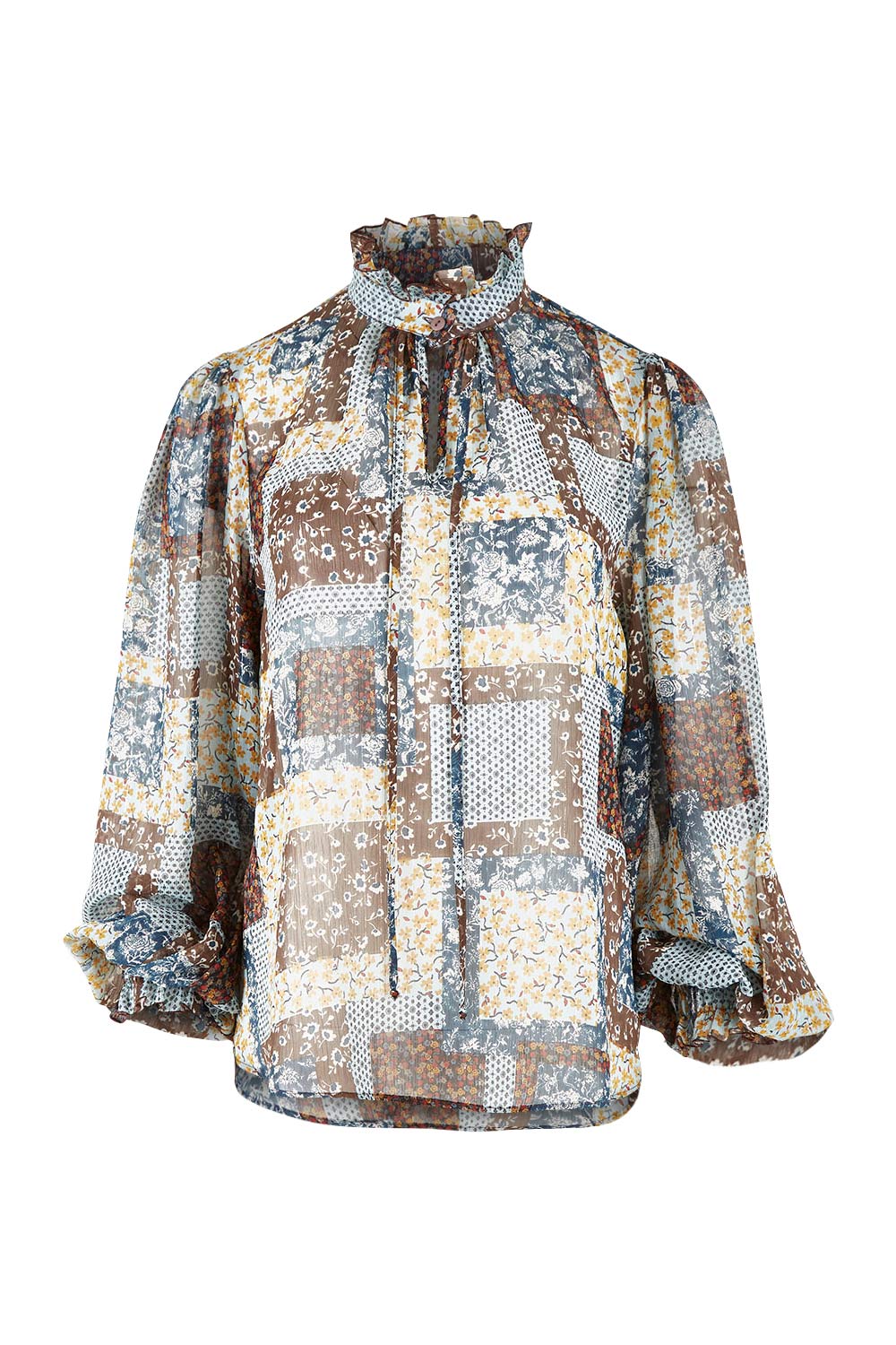 Product shot of the Not A Patch On You Blouse in colour Tealpatch (Blue), from the front