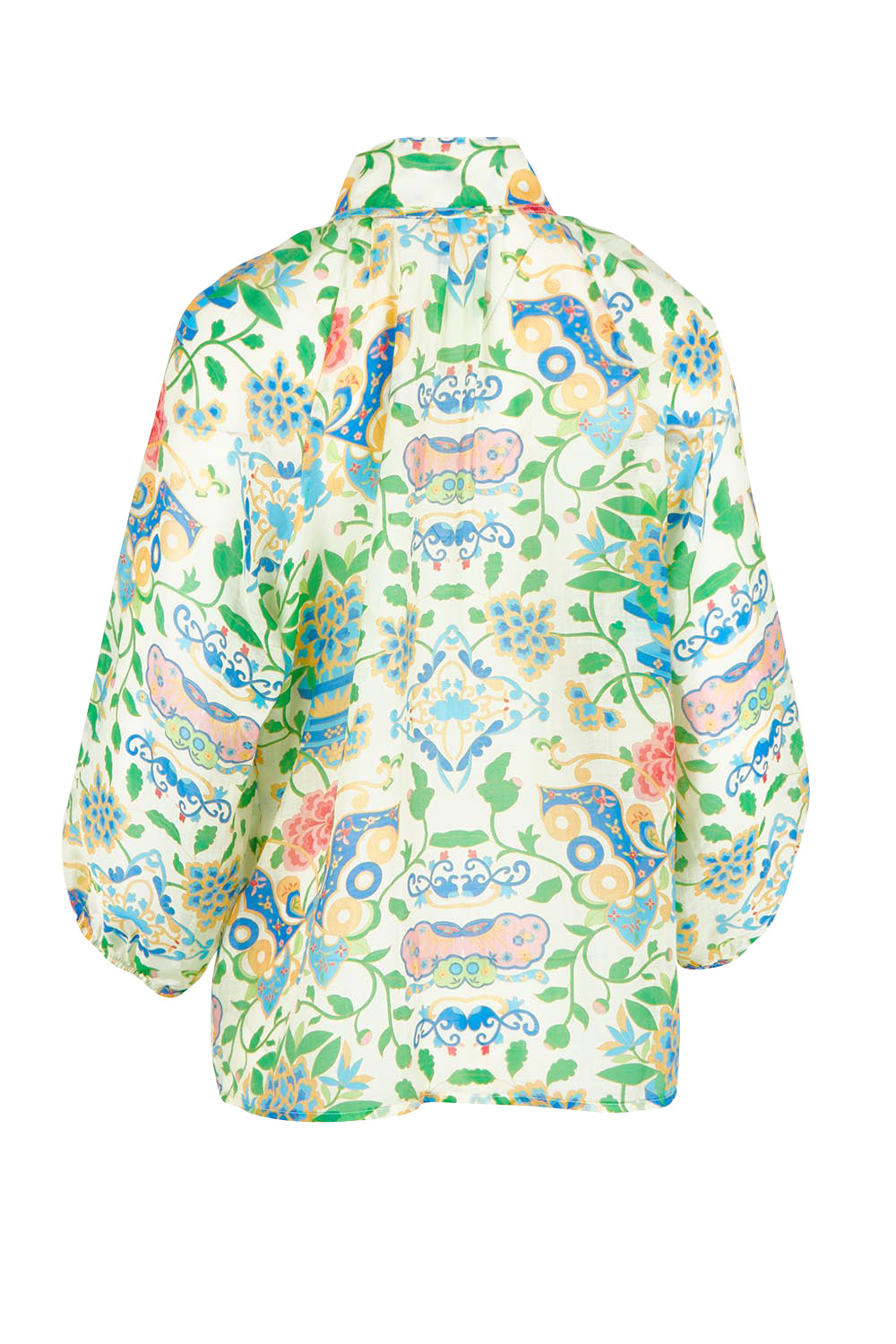 Product shot of the High Tea Garden Party Blouse in colour Garden, from the back