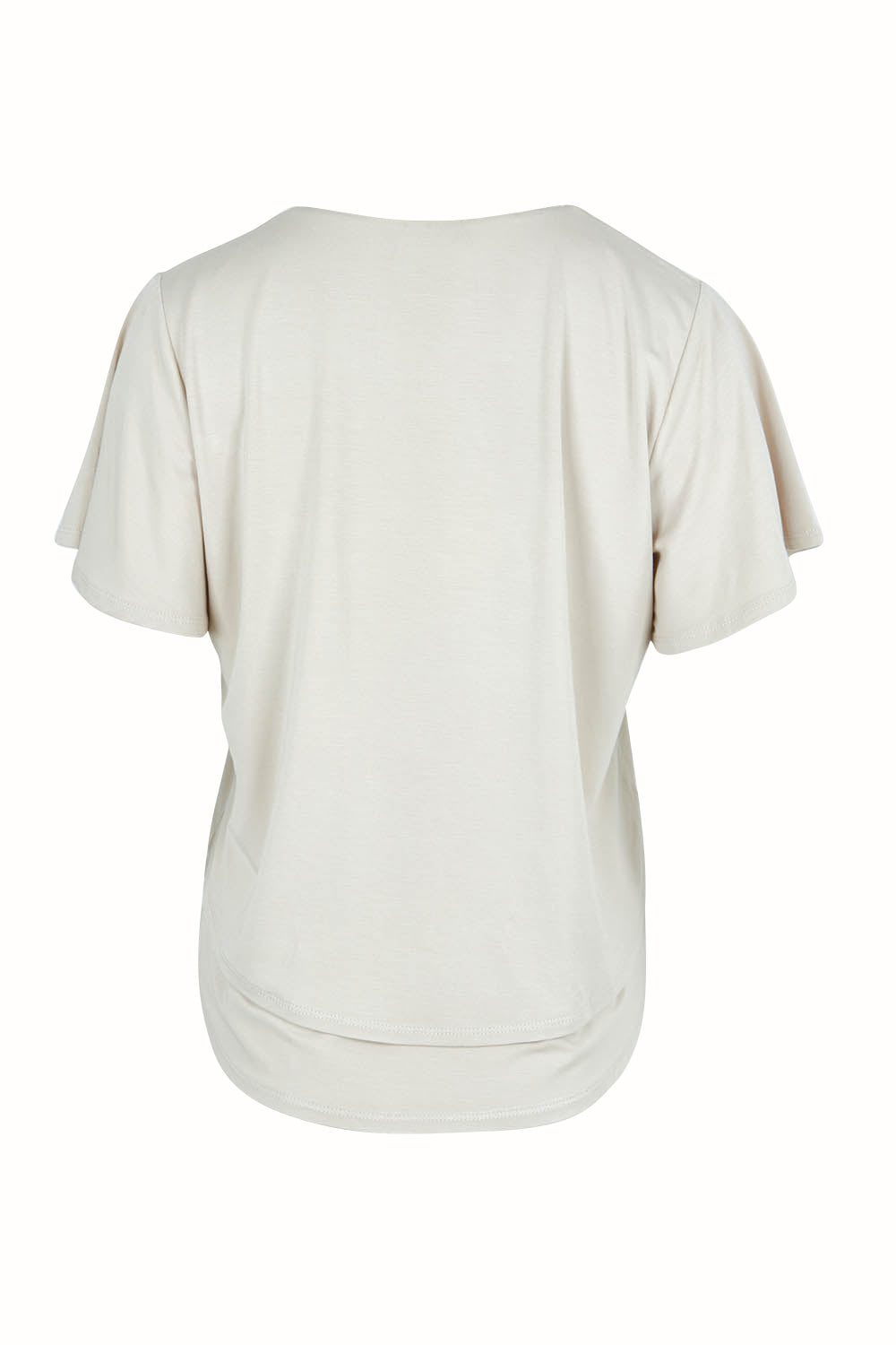 Product shot of the Short And Sweet Bamboo Layered Tee in colour Natural, from the back