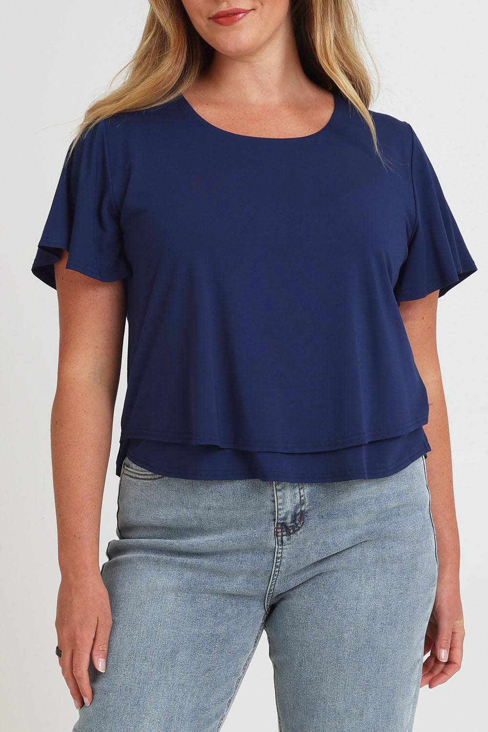 Preloved Short And Sweet Bamboo Layered Tee - Navy
