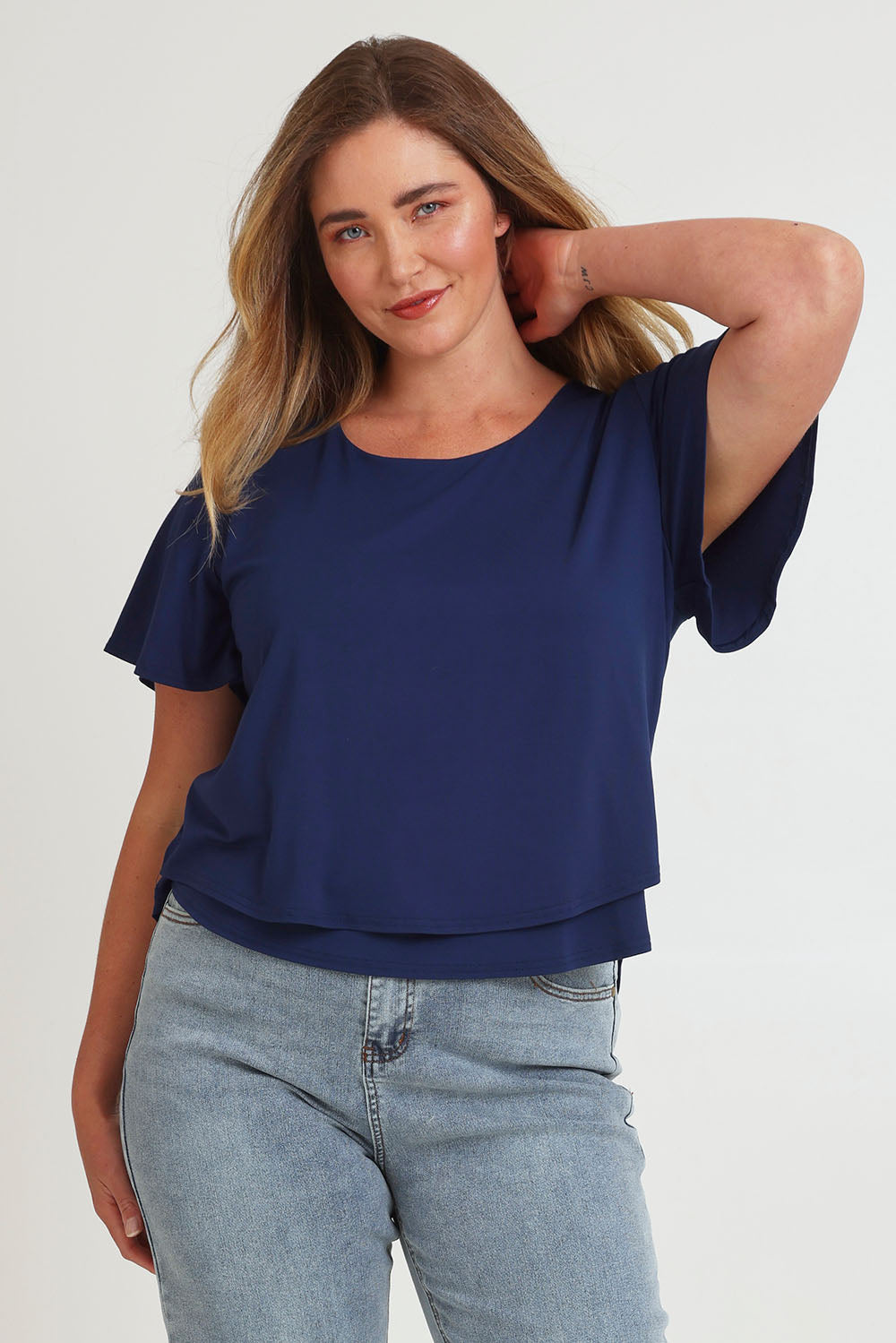 Preloved Short And Sweet Bamboo Layered Tee - Navy