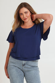 Preloved Short And Sweet Bamboo Layered Tee - Navy