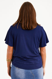 Preloved Short And Sweet Bamboo Layered Tee - Navy