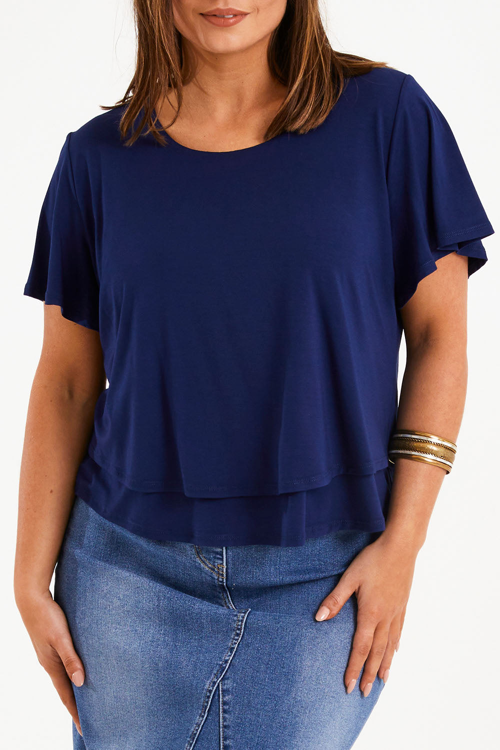 Preloved Short And Sweet Bamboo Layered Tee - Navy