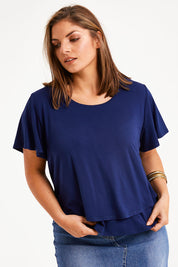 Preloved Short And Sweet Bamboo Layered Tee - Navy