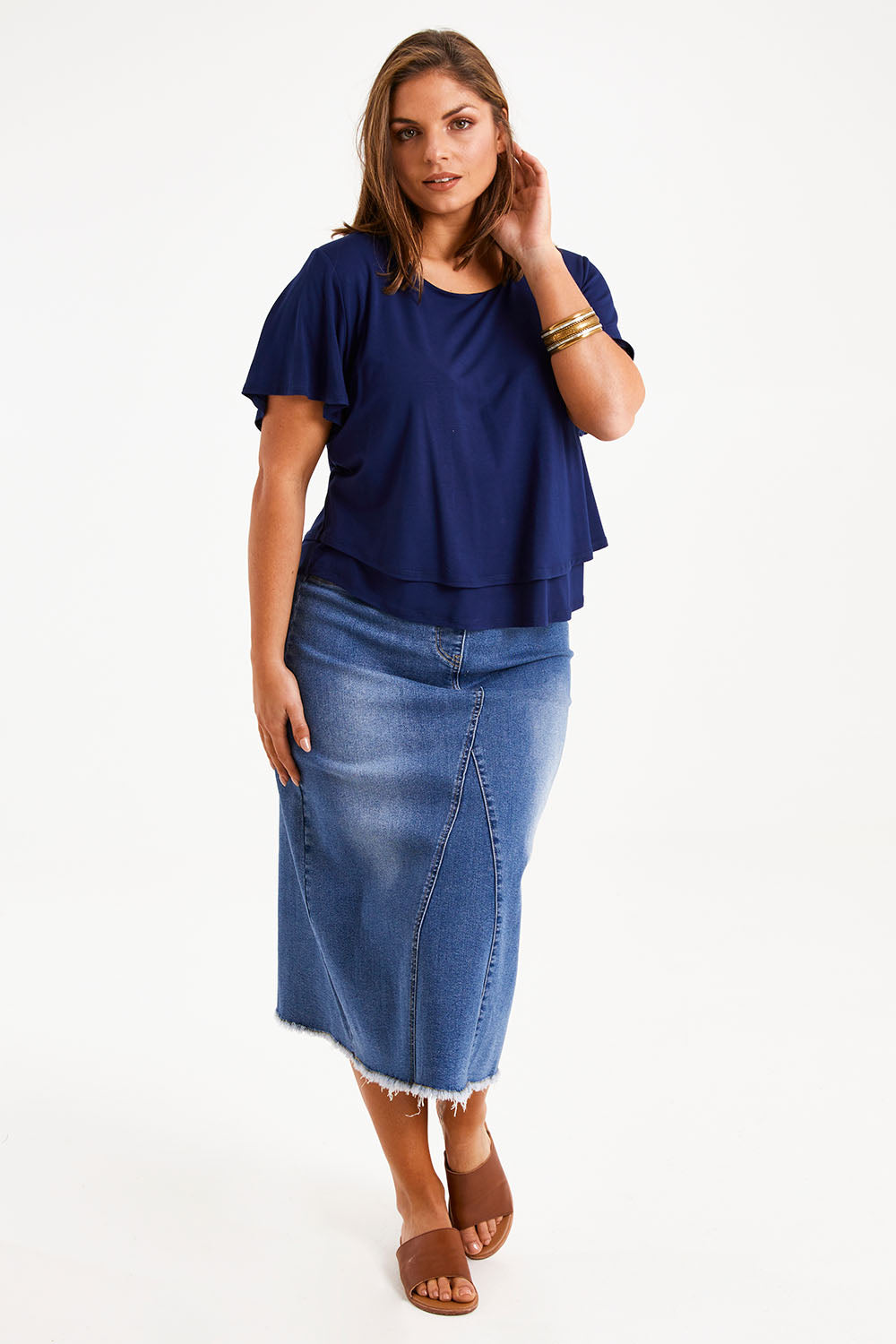 Preloved Short And Sweet Bamboo Layered Tee - Navy