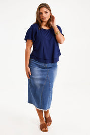 Preloved Short And Sweet Bamboo Layered Tee - Navy