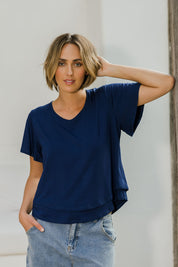Preloved Short And Sweet Bamboo Layered Tee - Navy