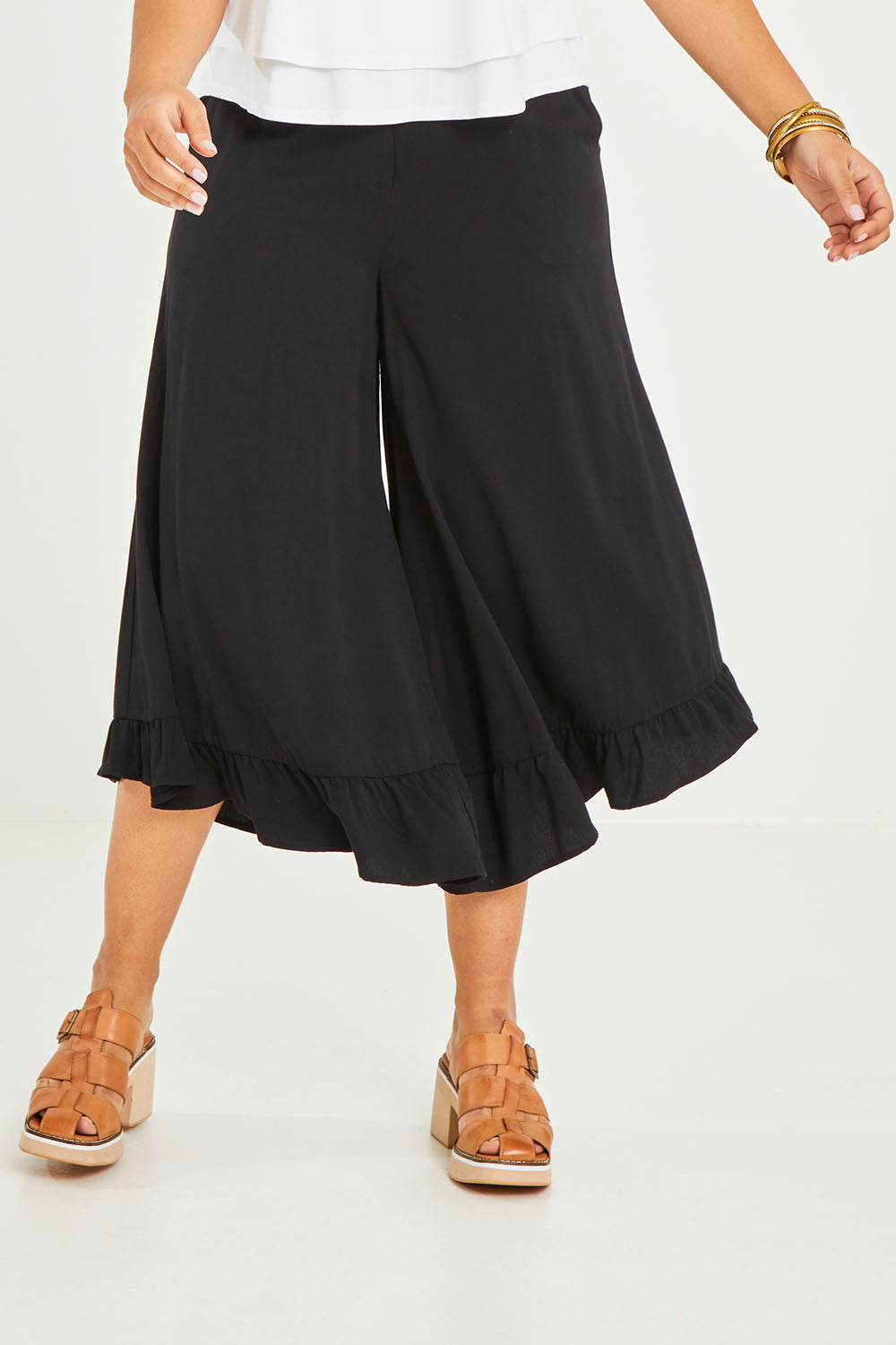 Preloved Ready For Dancing Ruffle Hem Pants - Black