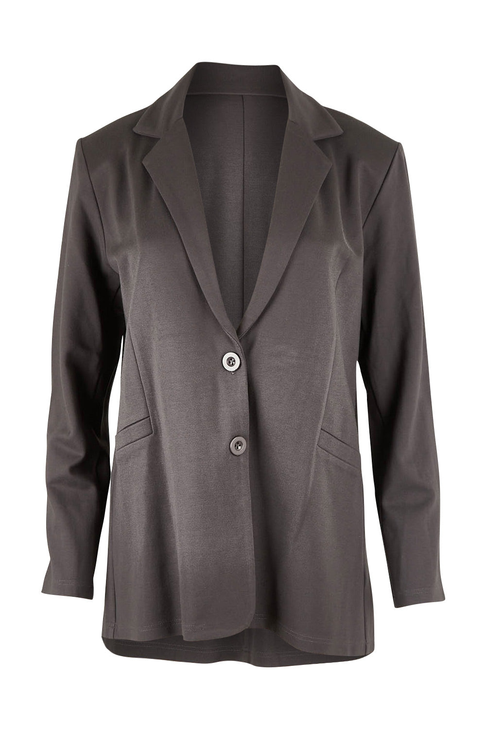 Product shot of the Keeping It Cool Oversized Boyfriend Blazer in colour Castle (Grey), from the front