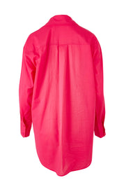 Product shot of the Relaxed Elegance Boyfriend Shirt in colour Hotpink (Pink), from the back
