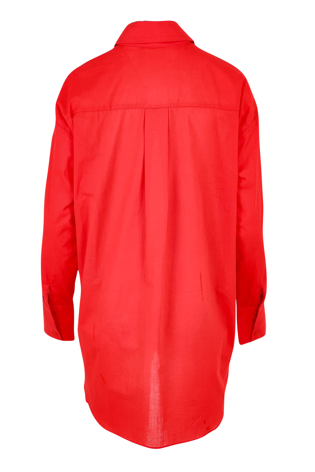 Product shot of the Relaxed Elegance Boyfriend Shirt in colour Red (Red), from the back