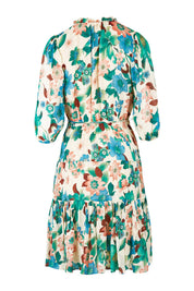 Product shot of the Sweet As Sugar Dress in colour Fleurblue (Blue), from the back