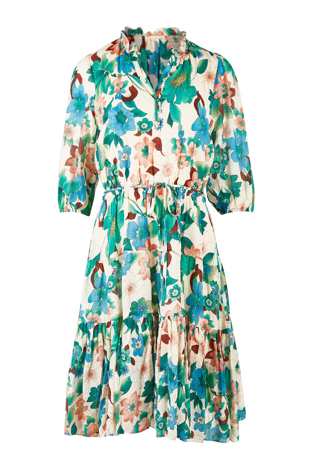 Product shot of the Sweet As Sugar Dress in colour Fleurblue (Blue), from the front