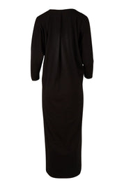 Product shot of the Elegantly Lounging Mercerised Cotton Maxi in colour Black (Black), from the back