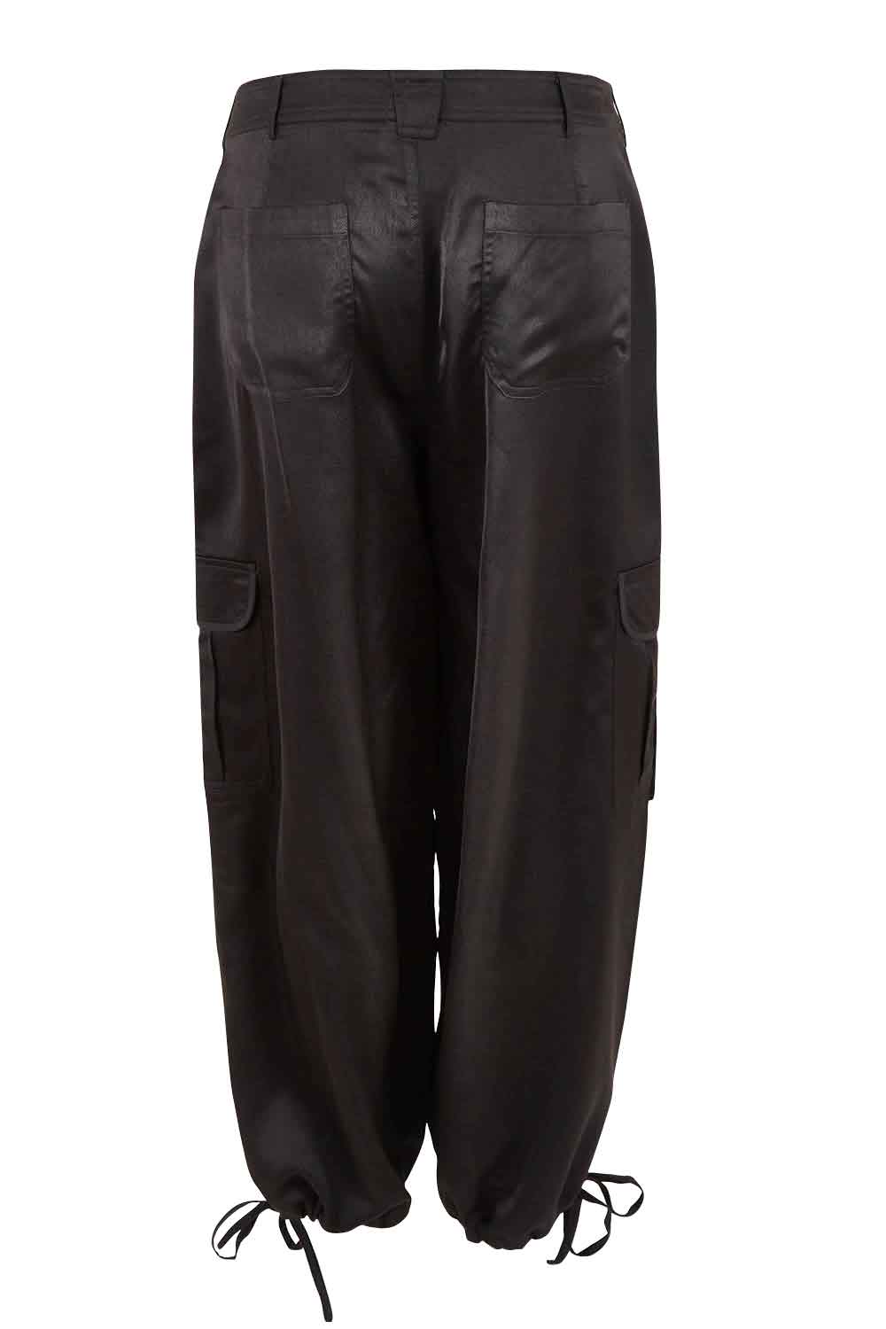 Product shot of the Date Night Cargo Pants in colour Black (Black), from the back