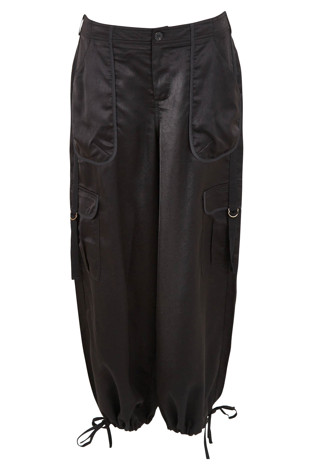 Product shot of the Date Night Cargo Pants in colour Black (Black), from the front