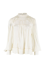Product shot of the Im In Love Blouse in colour Buttermilk, from the front