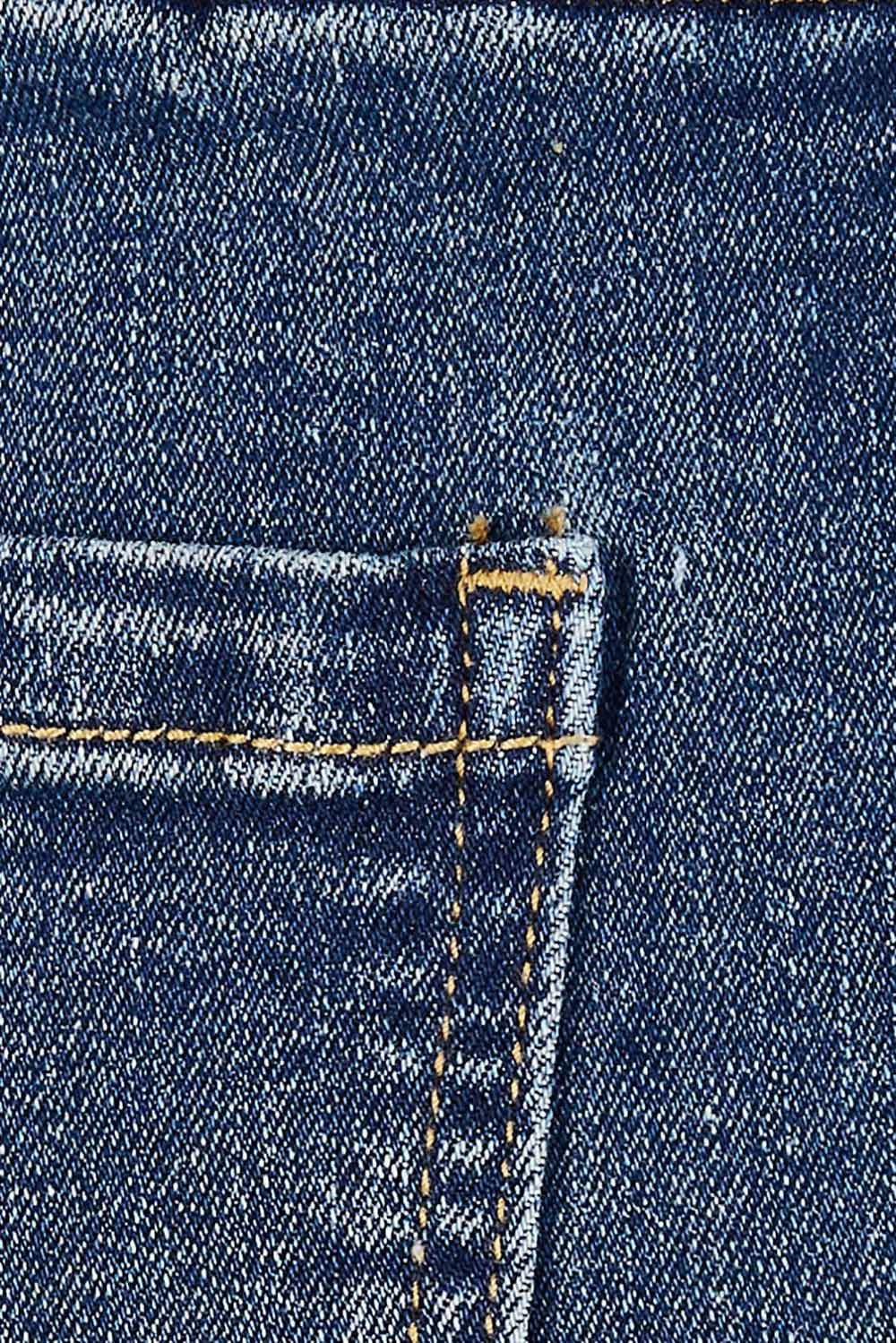 Product shot of the Easy As Pull On Denim Skirt in colour Darkdenim (Blue), detail