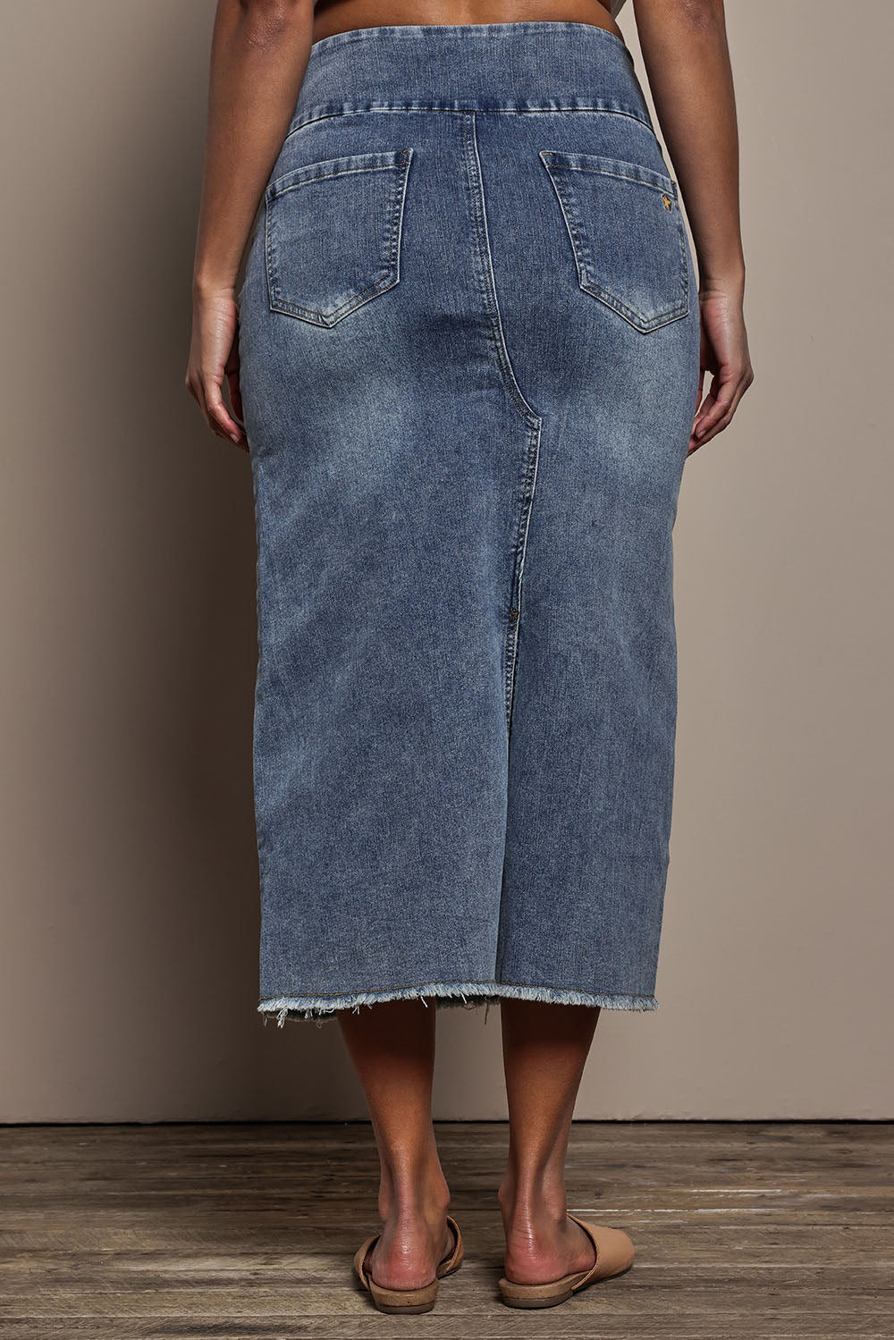 Preloved Easy As Pull On Denim Skirt - Denim
