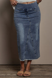 Preloved Easy As Pull On Denim Skirt - Denim