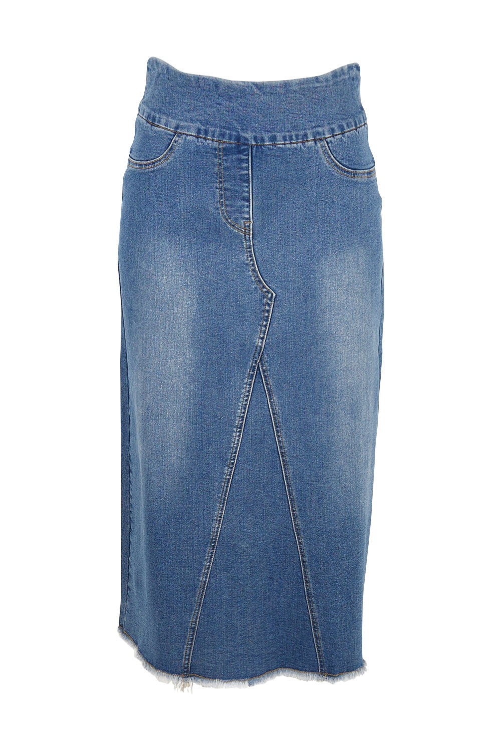 Preloved Easy As Pull On Denim Skirt - Denim