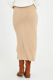 Preloved Knit Pick Pull On Skirt - Sand