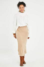 Preloved Knit Pick Pull On Skirt - Sand