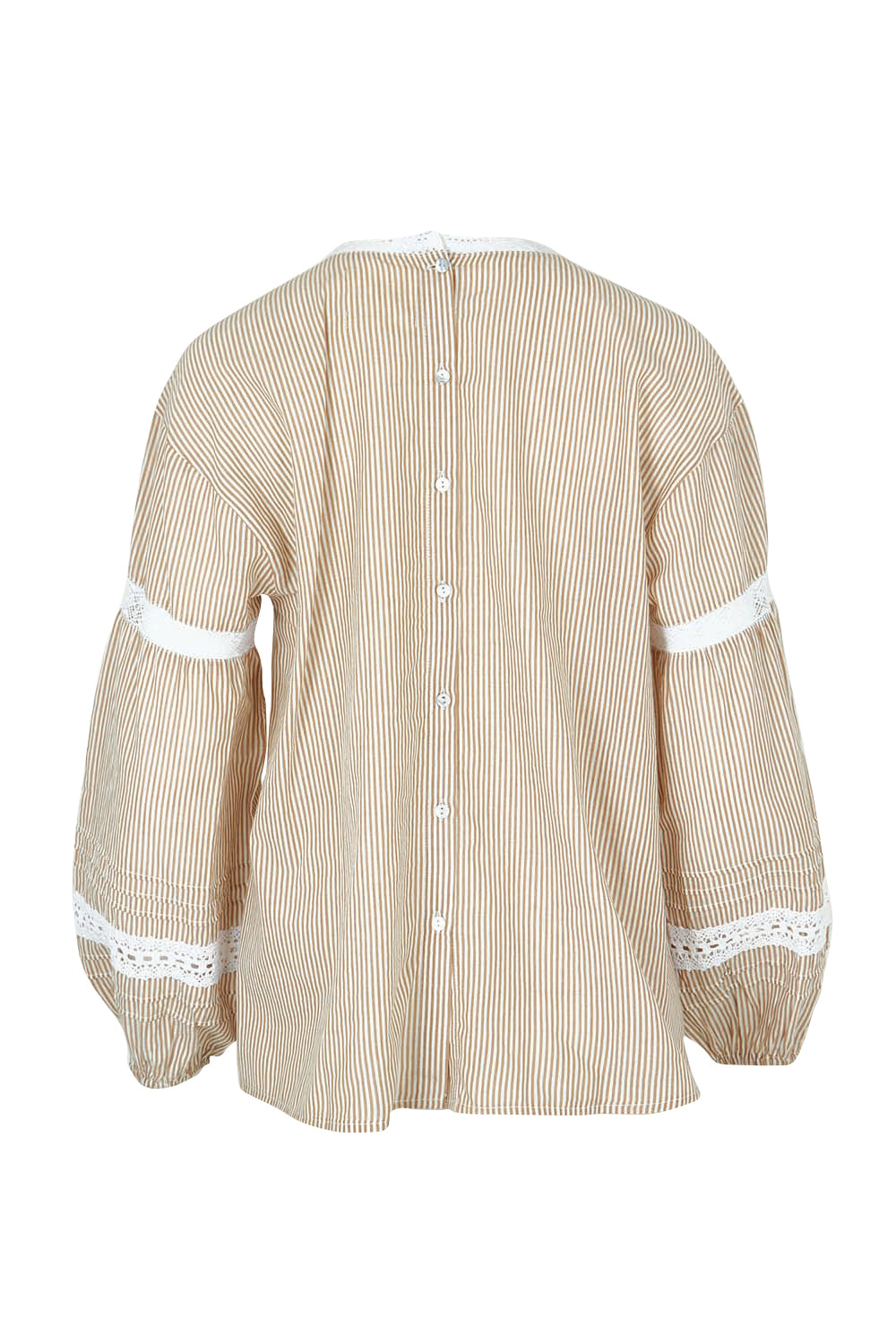 Product shot of the At My Best Button Back Blouse in colour Natstripe, from the back