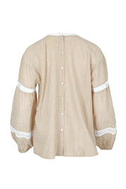 Product shot of the At My Best Button Back Blouse in colour Natstripe, from the back