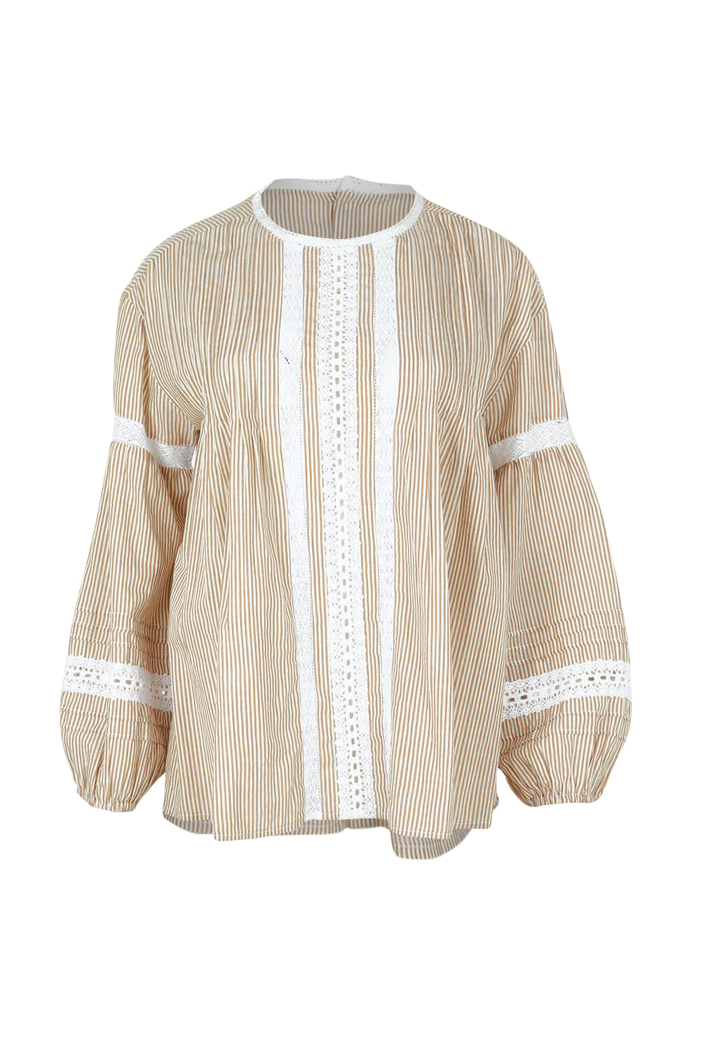 Product shot of the At My Best Button Back Blouse in colour Natstripe, from the front