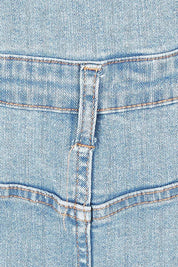 Product shot of the Calamity Denim Maxi Dress in colour Denim (Blue), detail