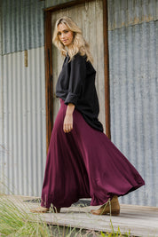 Preloved Love Language Bamboo Maxi Skirt - Merlot