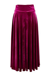 Product shot of the Love By Candlelight Velvet Skirt in colour Mulberry (Pink), from the front