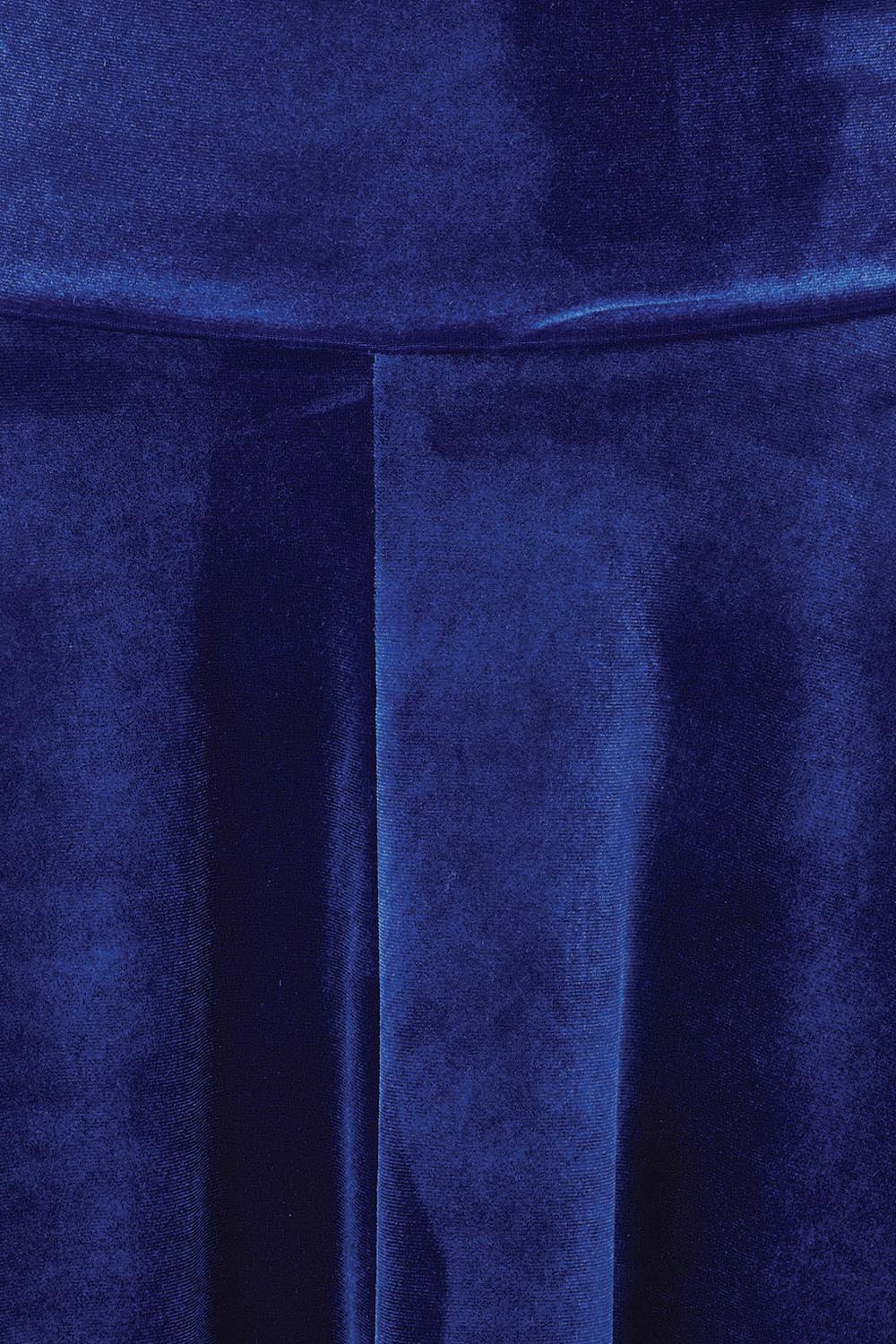 Product shot of the Love By Candlelight Velvet Skirt in colour Sapphire (Blue), detail
