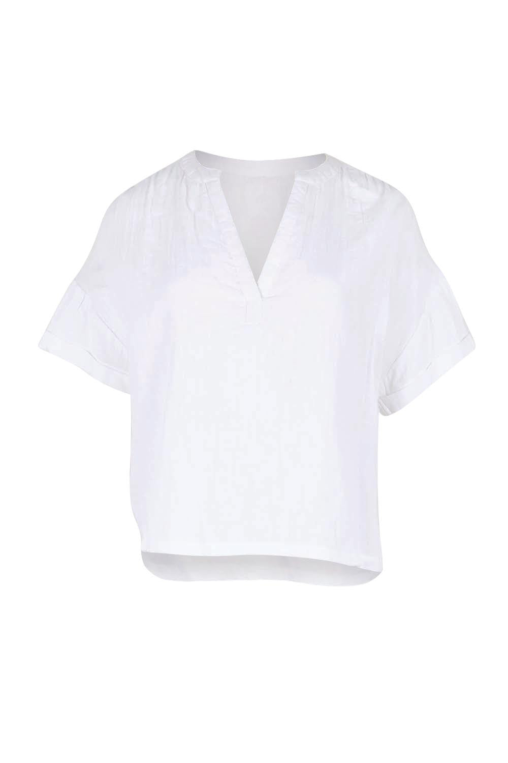Product shot of the Every Other Day Cotton Blouse – White in colour White, from the front