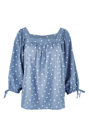 Product shot of the Picking Flowers Blouse in colour Bluehue (Blue), from the front