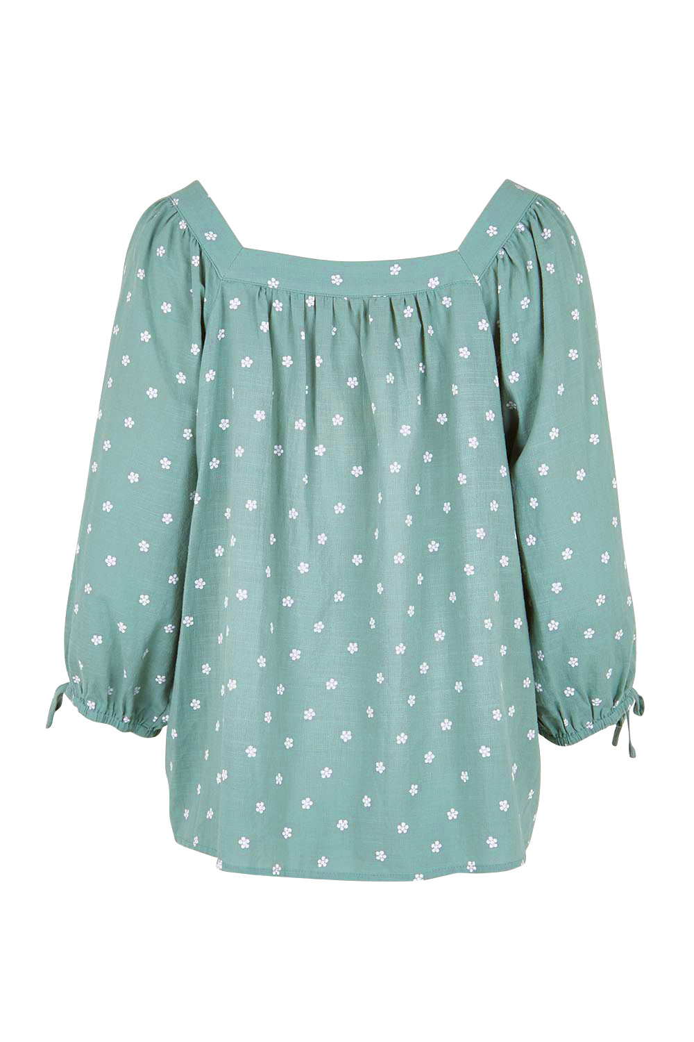 Product shot of the Picking Flowers Blouse – Sagehue in colour Sagehue, from the back